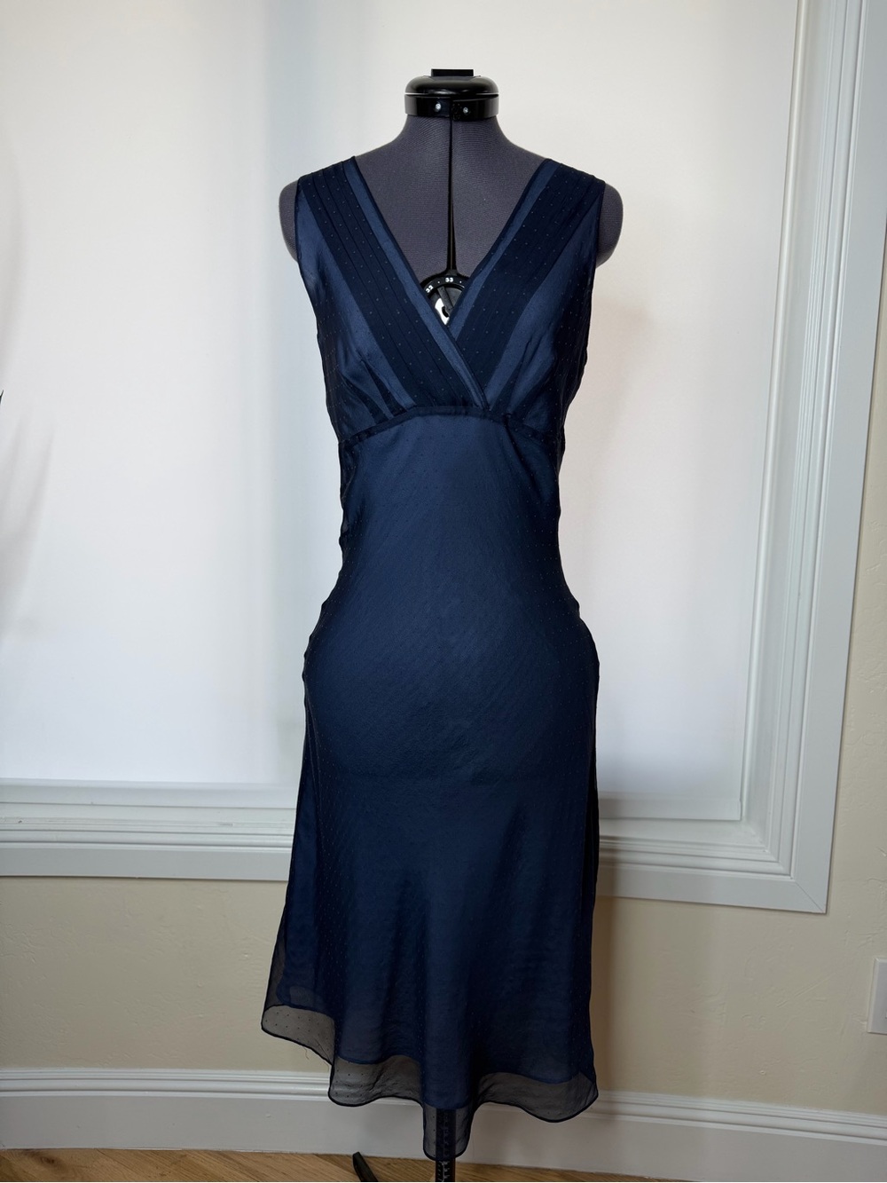 Express Navy and Light Blue Silk Dress